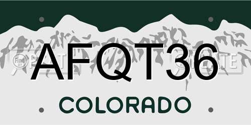AFQT36 Colorado License Plate