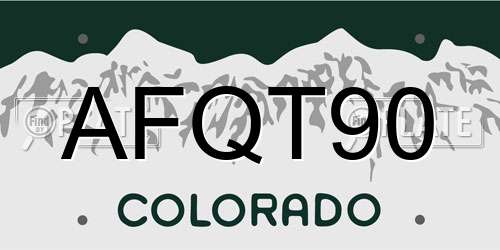 AFQT90 Colorado License Plate