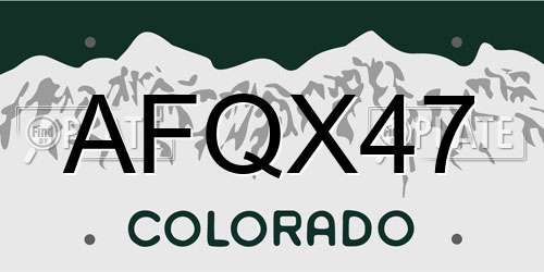 AFQX47 Colorado License Plate