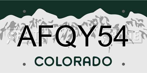 AFQY54 Colorado License Plate