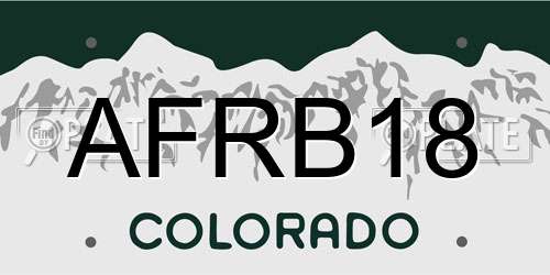 AFRB18 Colorado License Plate