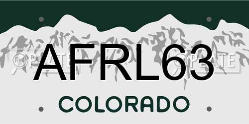 AFRL63 Colorado License Plate