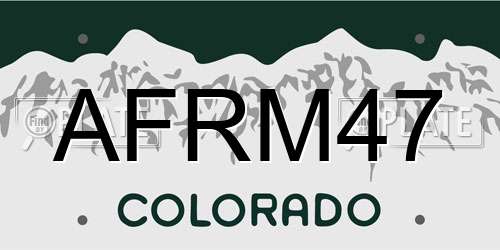 AFRM47 Colorado License Plate