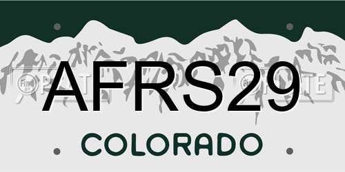 AFRS29 Colorado License Plate