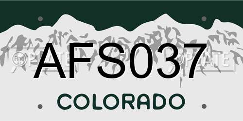 AFS037 Colorado License Plate