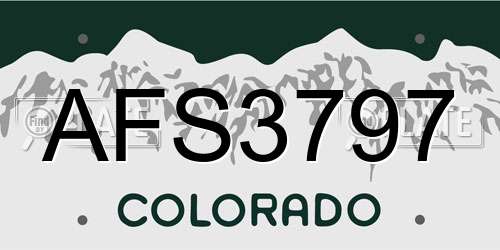 AFS3797 Colorado License Plate