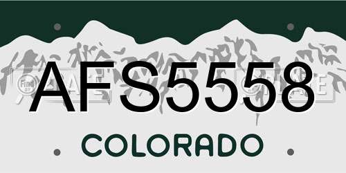 AFS5558 Colorado License Plate