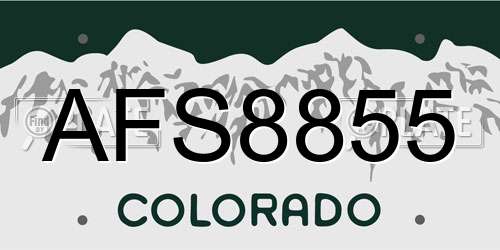 AFS8855 Colorado License Plate
