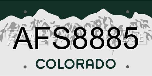 AFS8885 Colorado License Plate