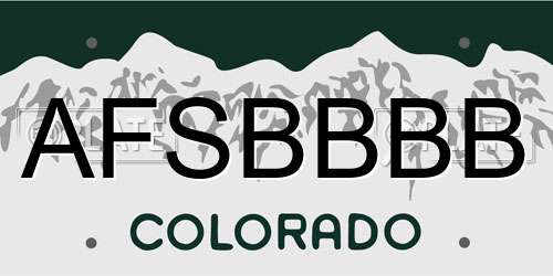 AFSBBBB Colorado License Plate