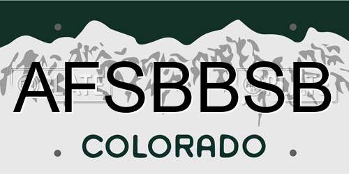 AFSBBSB Colorado License Plate