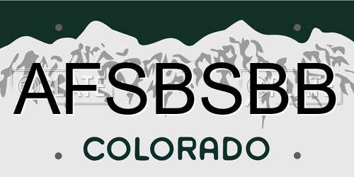 AFSBSBB Colorado License Plate