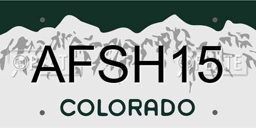 AFSH15 Colorado License Plate