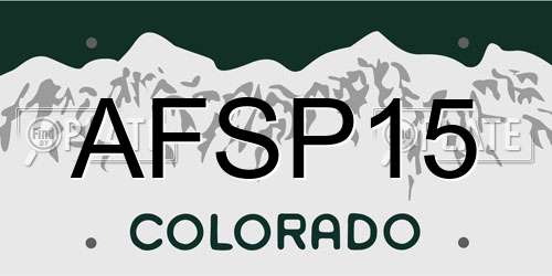 AFSP15 Colorado License Plate