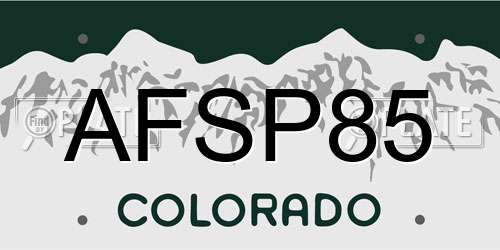 AFSP85 Colorado License Plate
