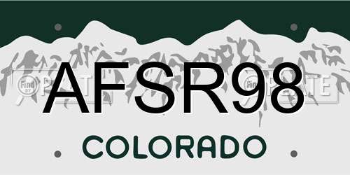 AFSR98 Colorado License Plate