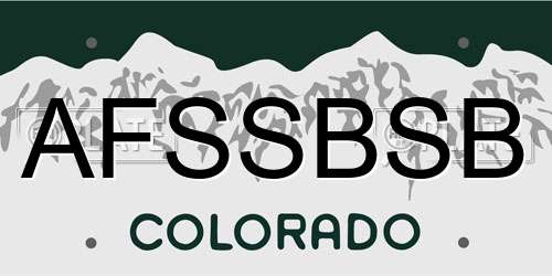 AFSSBSB Colorado License Plate