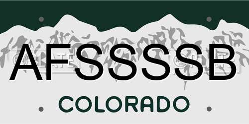 AFSSSSB Colorado License Plate