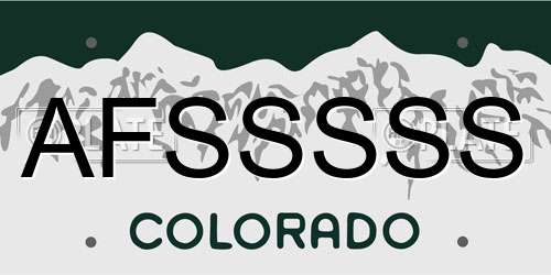 AFSSSSS Colorado License Plate