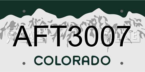 AFT3007 Colorado License Plate