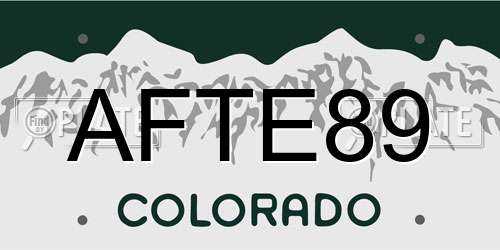 AFTE89 Colorado License Plate