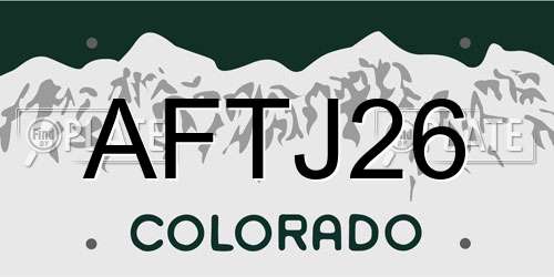 AFTJ26 Colorado License Plate