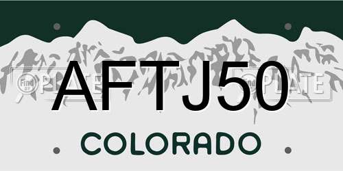 AFTJ50 Colorado License Plate