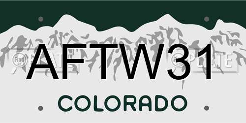 AFTW31 Colorado License Plate