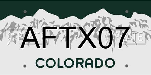 AFTX07 Colorado License Plate