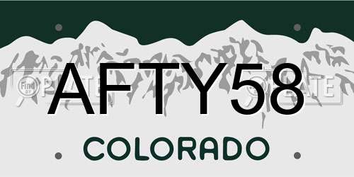 AFTY58 Colorado License Plate