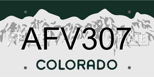 AFV307 Colorado License Plate
