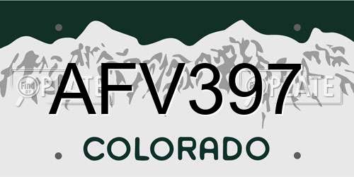 AFV397 Colorado License Plate