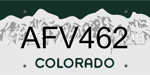 AFV462 Colorado License Plate