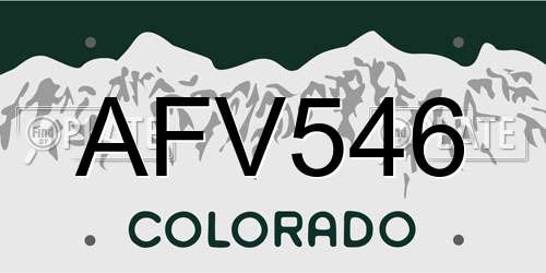 AFV546 Colorado License Plate