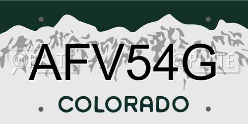 AFV54G Colorado License Plate