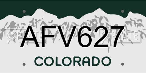 AFV627 Colorado License Plate