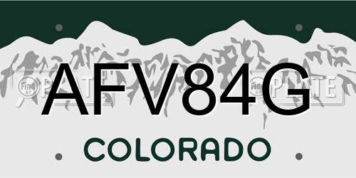 AFV84G Colorado License Plate