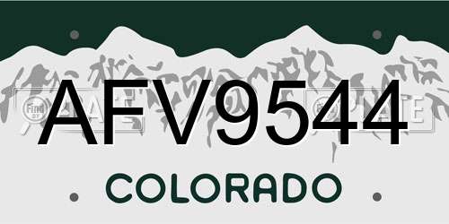 AFV9544 Colorado License Plate