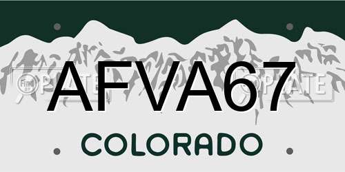 AFVA67 Colorado License Plate