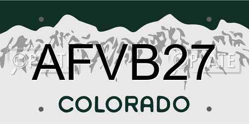 AFVB27 Colorado License Plate