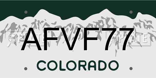 AFVF77 Colorado License Plate