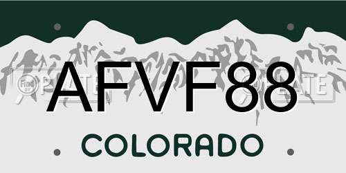 AFVF88 Colorado License Plate