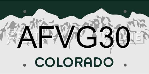 AFVG30 Colorado License Plate