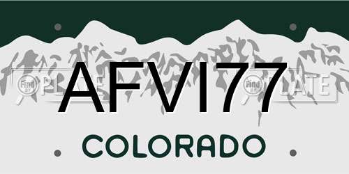 AFVI77 Colorado License Plate