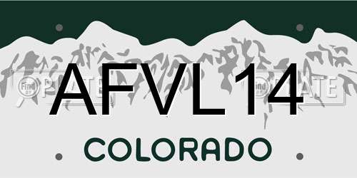 AFVL14 Colorado License Plate
