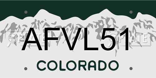 AFVL51 Colorado License Plate