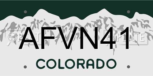 AFVN41 Colorado License Plate
