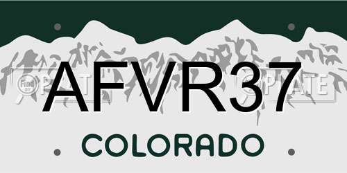 AFVR37 Colorado License Plate