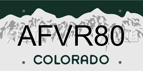 AFVR80 Colorado License Plate