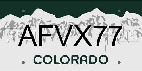 AFVX77 Colorado License Plate